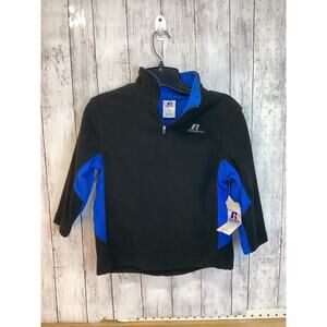 Russel Athletic Boys Sweatshirt Size 5/6 Black Blue 1/4 Zip Pullover Athleisure